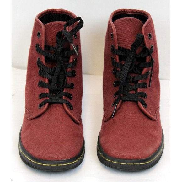 Dr  Doc Martens Womens Canvas Hi Tops sz 8 Shoreditch Cherry Red Shoes Air Wair - Picture 2 of 10